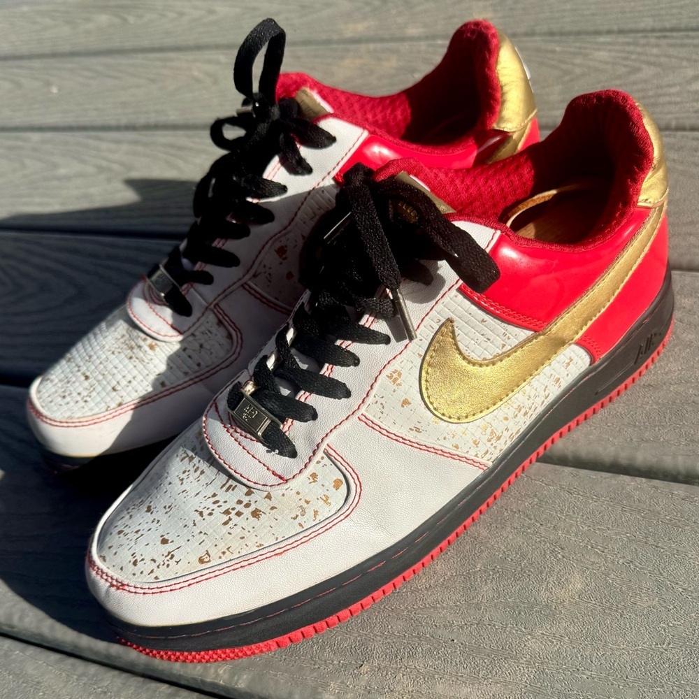Nike Air Force 1 iD Gold Red Woven Custom Rare Men’s 11